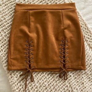 Suede camel tan skirt